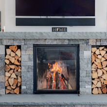 Custom Built Luxury Home in Manchester, VT fireplace